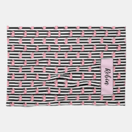 Moderne monogram roze olifantenpatroonstrips theedoek