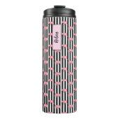 Moderne monogram roze olifantenpatroonstrips thermosbeker (Voorkant)
