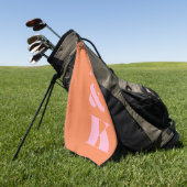 Moderne Monogram Roze Oranje Huwelijksgunst Golfhanddoek (Groen)