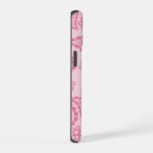 Moderne Monogram Roze Paisley Retro Patroon iPhone 15 Case (Rechterkant)