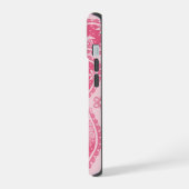 Moderne Monogram Roze Paisley Retro Patroon iPhone 15 Case (Linkerkant)