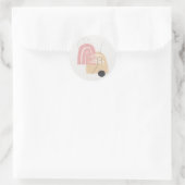 Moderne Monogram Roze Regenboog Ronde Sticker (Tas)