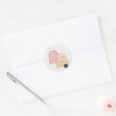 Moderne Monogram Roze Regenboog Ronde Sticker (Envelop)