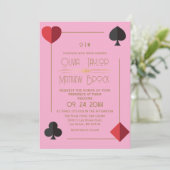 Moderne Monogram Roze Speelkaart Trouw  Kaart (Staand voorkant)