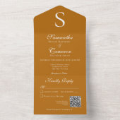 Moderne monogram Rust verbrand Oranje QR-code All In One Uitnodiging (Binnen)