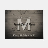 Moderne monogram Rustic Wood Familie Logo  Deurmat (Voorkant)