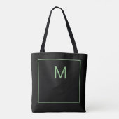 Moderne monogram sage green black tote bag (Achterkant)