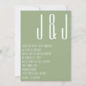 Moderne Monogram Sage Groene Minimalistische Bruil Kaart (Voorkant)