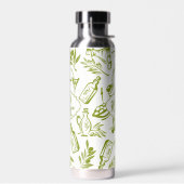 Moderne Monogram Sage Groene Olijfblad Chic Ontwer Waterfles (Links)