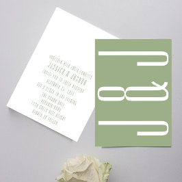 Moderne Monogram Sage Groene Typografie Bruiloft Kaart