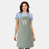 Moderne monogram salie groene aangepaste initiaal  schort (Gedragen)