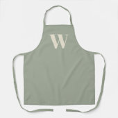Moderne monogram salie groene aangepaste initiaal  schort (Voorkant)