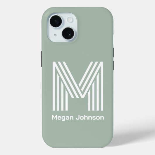 Moderne Monogram Saliegroen Case-Mate iPhone Case (Achterkant)