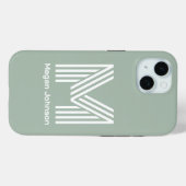 Moderne Monogram Saliegroen Case-Mate iPhone Case (Achterkant (horizontaal))