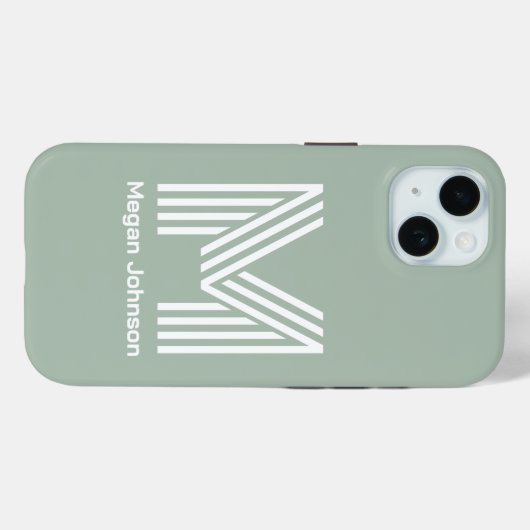 Moderne Monogram Saliegroen Case-Mate iPhone Case (Achterkant (horizontaal))