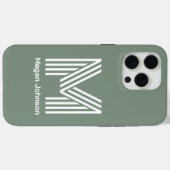 Moderne Monogram Saliegroen Case-Mate iPhone Case (Achterkant (horizontaal))