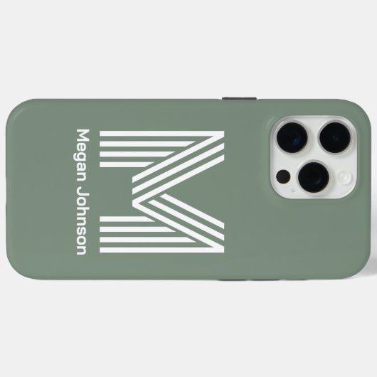 Moderne Monogram Saliegroen Case-Mate iPhone Case (Achterkant (horizontaal))