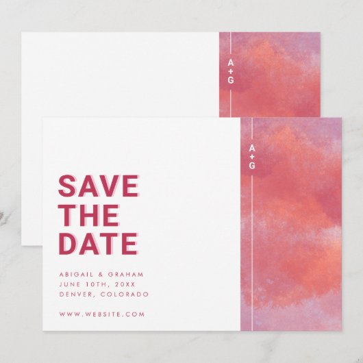 Moderne Monogram Save The Date (Voorkant / Achterkant)