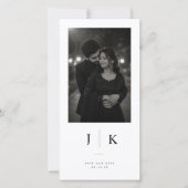 Moderne Monogram Save The Date Kaart (Voorkant)