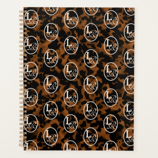 Moderne Monogram Schildpad Patroon Planner (Voorkant)
