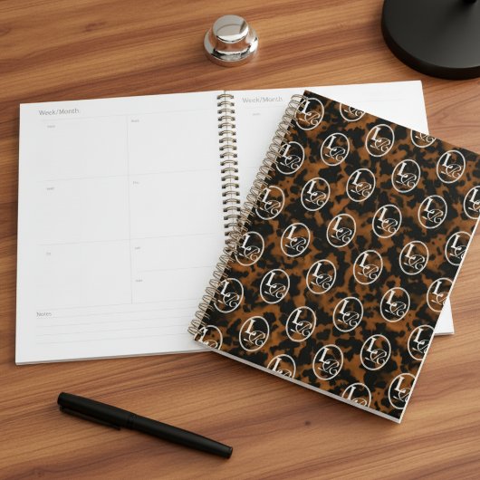 Moderne Monogram Schildpad Patroon Planner