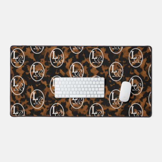 Moderne Monogram Schildpadprint Bureaumat (Keyboard & Muis)
