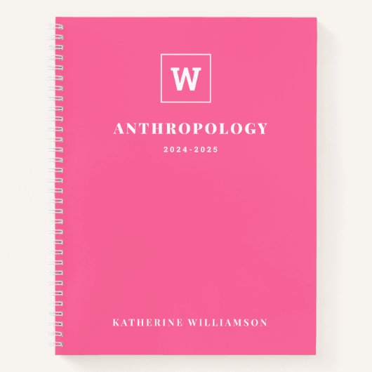 Moderne Monogram School Onderwerp Student Custom N Notitieboek (Voorkant)