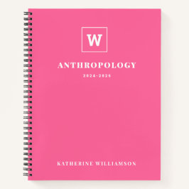 Moderne Monogram School Onderwerp Student Custom N Notitieboek