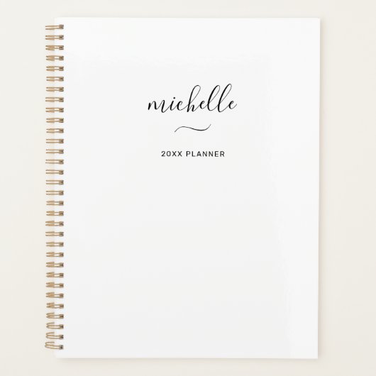 Moderne Monogram Schrift Witte Wekelijkse Maandeli Planner (Voorkant)