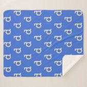 Moderne monogram schrijfmachine typografie blauw sherpa deken (Voorkant (horizontaal))