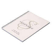 Moderne monogram script Blush roze aangepaste naam Notitieboek (Linkerzijde)