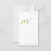 Moderne Monogram Script Calligrafie Gouden Naam Notitiekaartje (Voorkant)