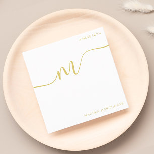 Moderne Monogram Script Calligrafie Gouden Naam Notitiekaartje