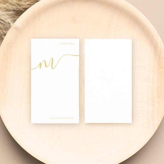 Moderne Monogram Script Calligrafie Gouden Naam Notitiekaartje