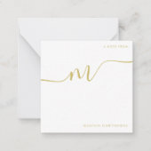 Moderne Monogram Script Calligrafie Gouden Naam Notitiekaartje (Voorkant)