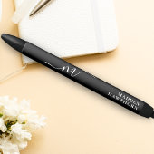 Moderne Monogram Script Calligrafie Initiële Naam Zwarte Inkt Pen