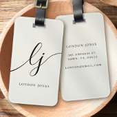 Moderne Monogram Script Calligrafie Ivoorwit Bagagelabel