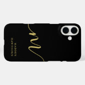 Moderne Monogram Script Calligrafie Zwart Goud Case-Mate iPhone Case (Achterkant (horizontaal))
