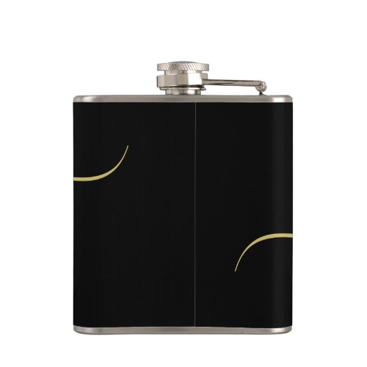 Moderne Monogram Script Calligrafie Zwart Goud Naa Heupfles (Achterkant)