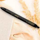 Moderne Monogram Script Calligrafie Zwart Goud Naa Zwarte Inkt Pen