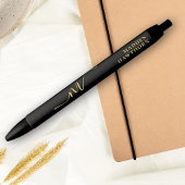 Moderne Monogram Script Kalligrafie Zwart Goud Naa Zwarte Inkt Pen