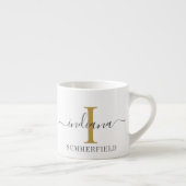Moderne Monogram Script Naam Gouden Initiaal Espresso Kop (Rechts)