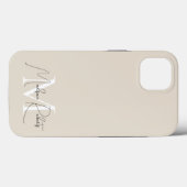 Moderne monogram script naam logo beige Case-Mate iPhone case (Achterkant (horizontaal))