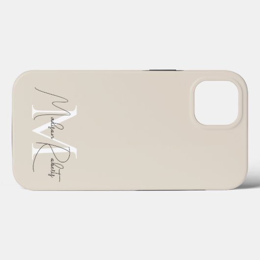 Moderne monogram script naam logo beige Case-Mate iPhone case (Achterkant (horizontaal))