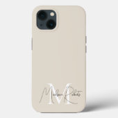 Moderne monogram script naam logo beige Case-Mate iPhone case (Achterkant)