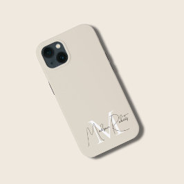 Moderne monogram script naam logo beige Case-Mate iPhone case