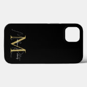 Moderne monogram script naam logo zwart Case-Mate iPhone case (Achterkant (horizontaal))