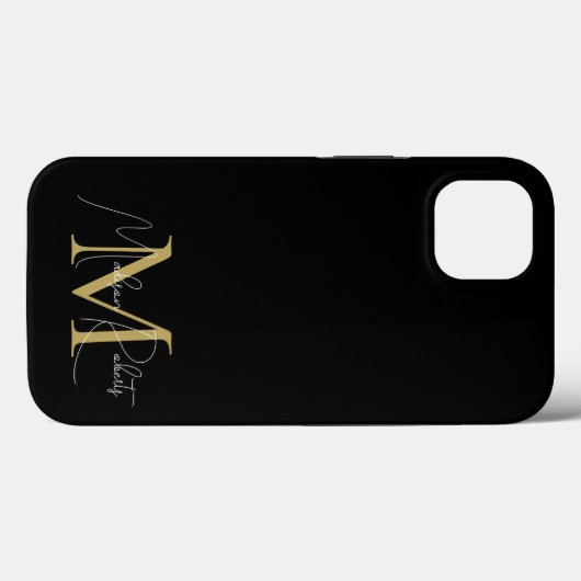Moderne monogram script naam logo zwart Case-Mate iPhone case (Achterkant (horizontaal))