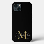 Moderne monogram script naam logo zwart Case-Mate iPhone case (Achterkant)