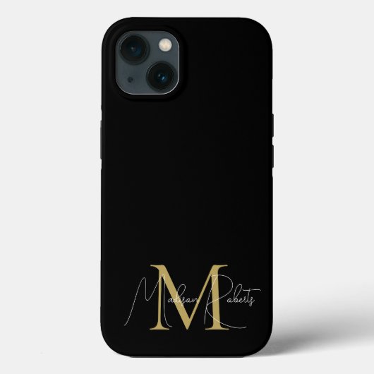 Moderne monogram script naam logo zwart Case-Mate iPhone case (Achterkant)
